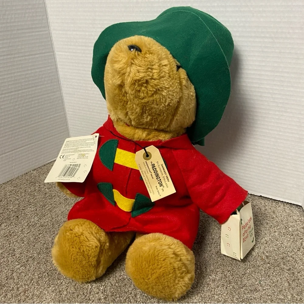 Vintage 1996 Sears Christmas Holiday Paddington Bear Plush, W/ Tag‎ & Ornament